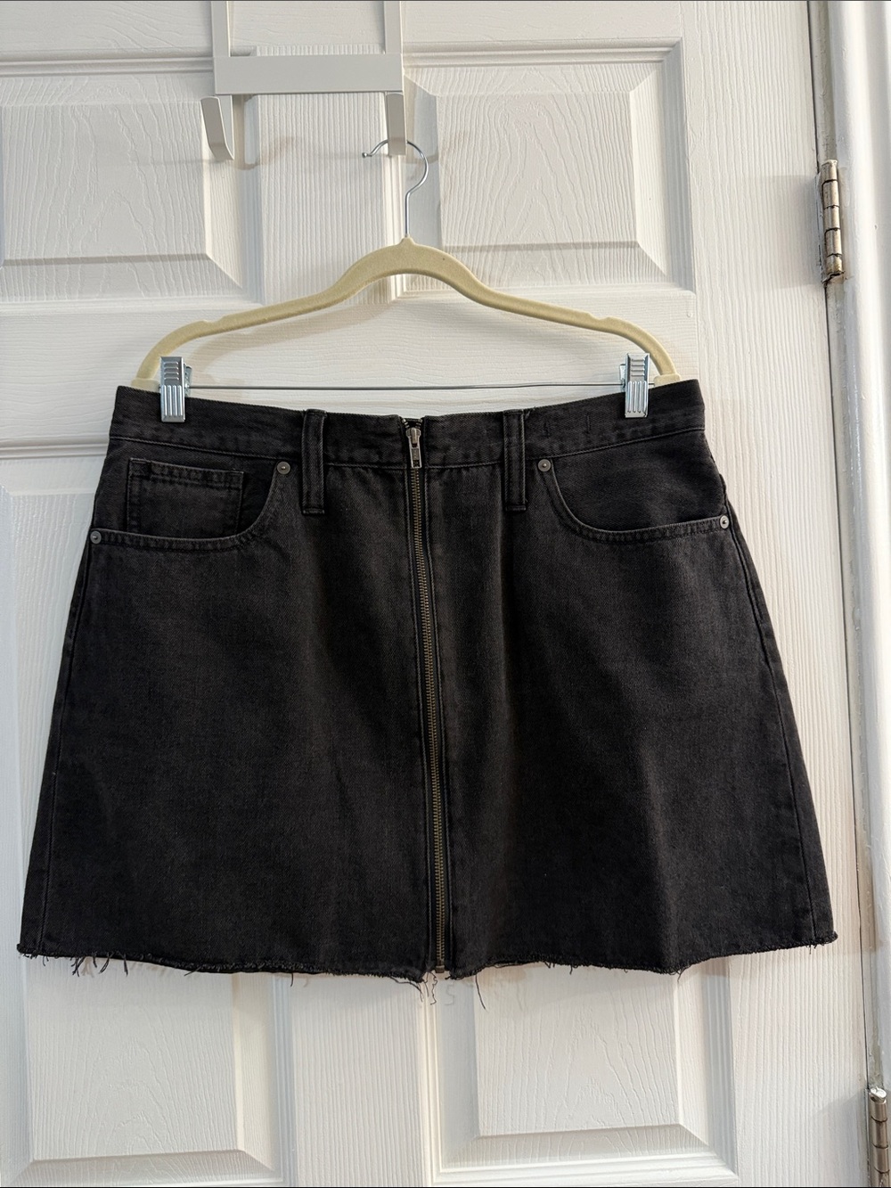 Madewell Black Front-Zip Denim Mini Skirt